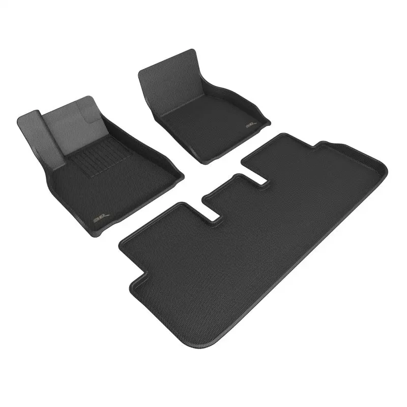 3D MAXpider 21 22 Tesla Model S Kagu 1st & 2nd Row Floormats Black
