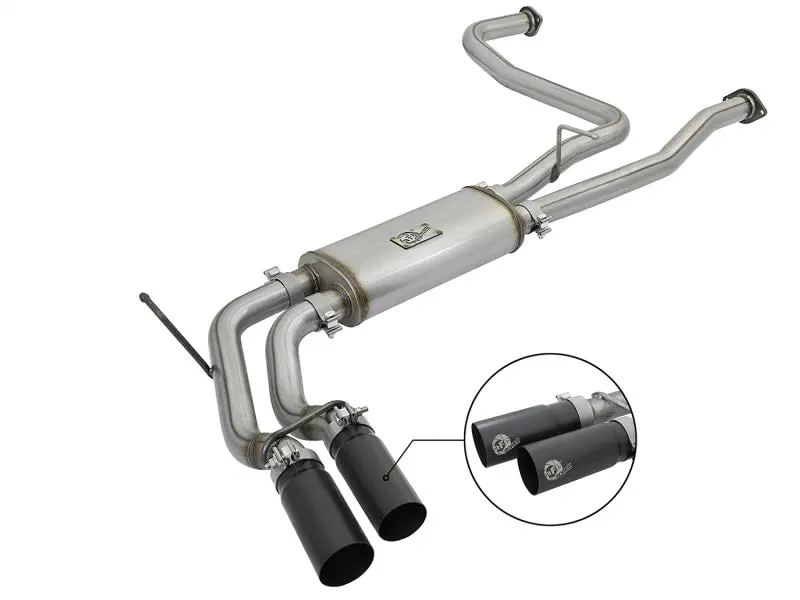aFe POWER Rebel Series 2 1 2in 409 SS Cat Back Exhaust w Black Tips 16 17 Nissan Titan V8 5.6L