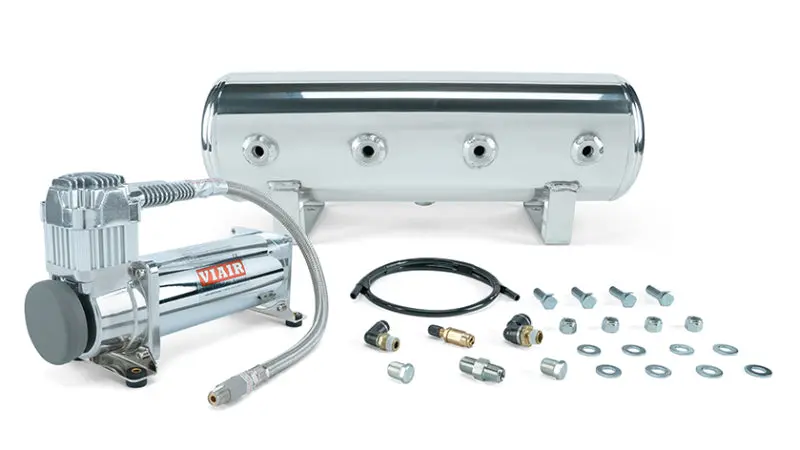 Air Lift 2.5 Gal. Polished Tank w Viair 444c Chrome Compressor (Incl. Fittings & Mounting Hardware)