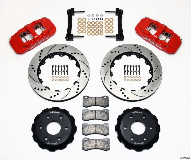 Wilwood AERO6 Front Truck Kit 14.25in Drill Red 1999 2014 GM Truck SUV 1500