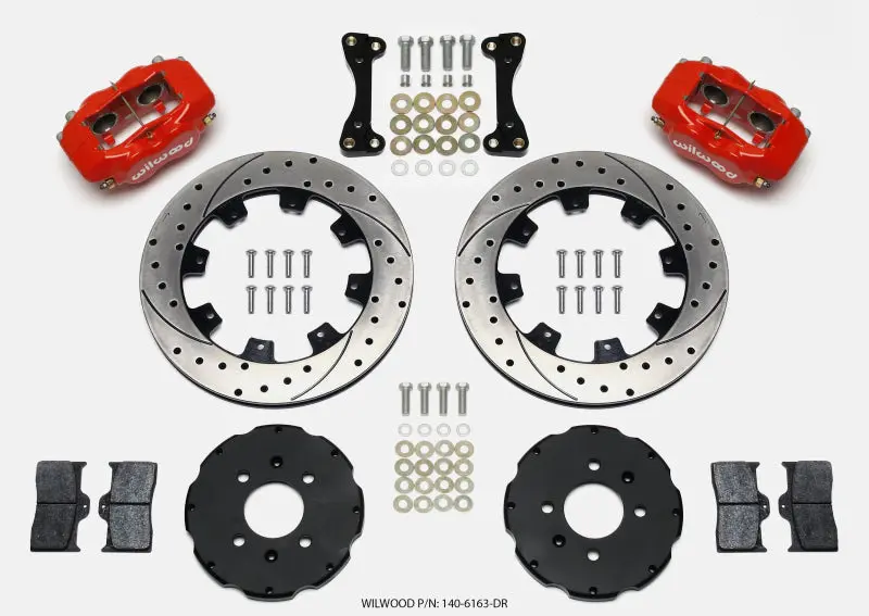 Wilwood Forged Dynalite Front Hat Kit 12.19in Drilled Red 94 01 Honda Acura w 262mm Disc