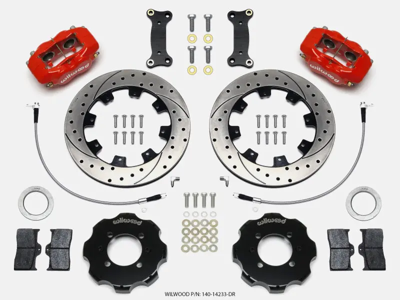Wilwood Forged Dynalite Front Hat Kit 12.19in Drilled Red 2016 Up Mazda MX5 Miata w Lines