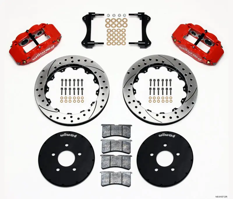 Wilwood Narrow Superlite 6R Front Hat Kit 12.88in Drill Red 1994 2004 Mustang