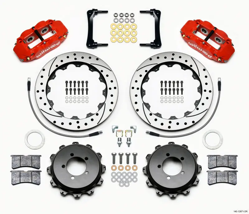 Wilwood Narrow Superlite 4R Rear Kit 12.88in Drilled Red 2012 Up Toyota Scion FRS w Lines